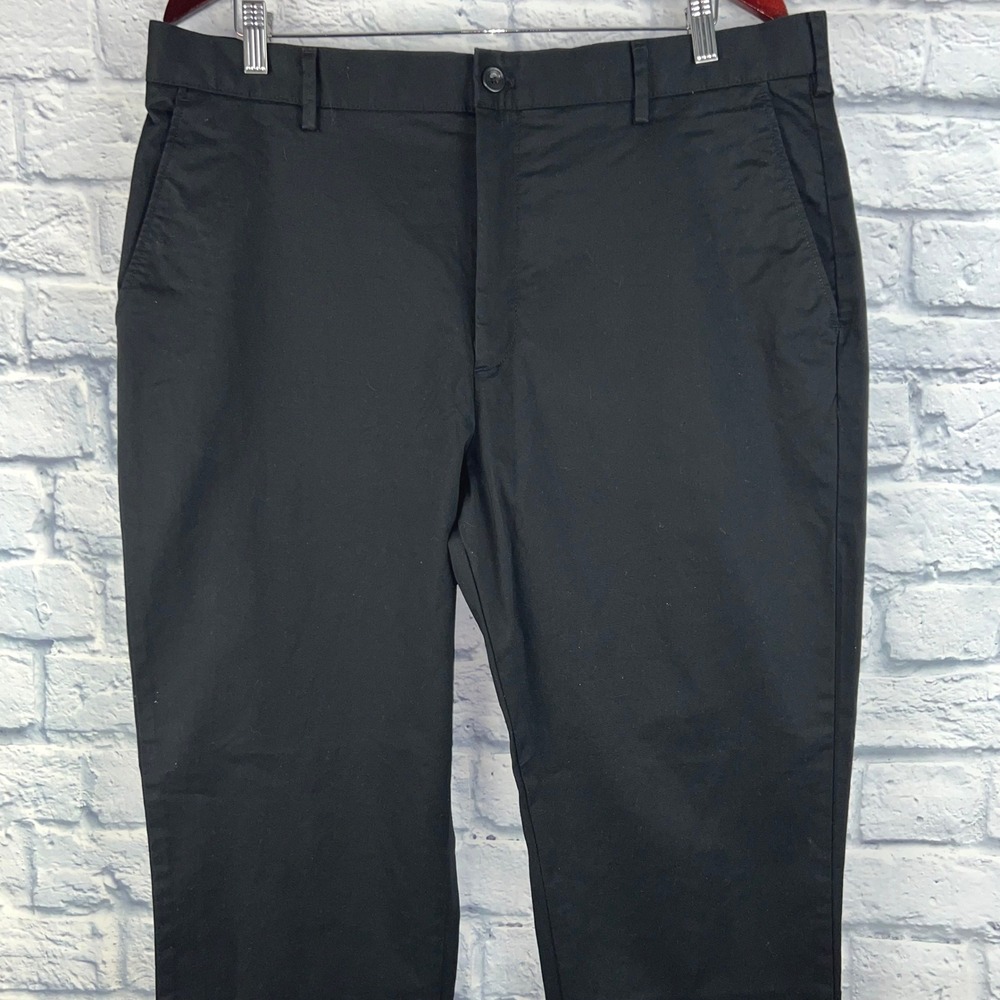 Charles Tyrwhitt Chinos Black Mens Classic Fit Cotton Stretch Pants Size 38X30